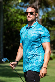 CA Funky Golf Shirt | Teal Roses