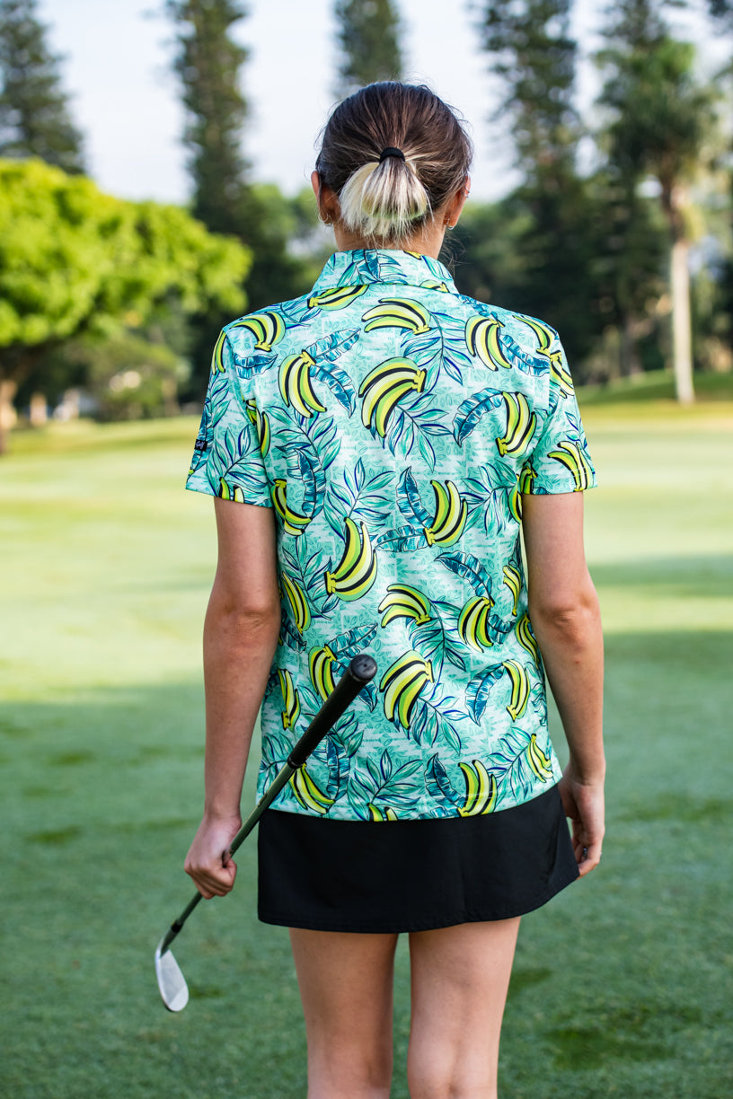 CA Ladies Funky Golf Shirt | Green Bananas