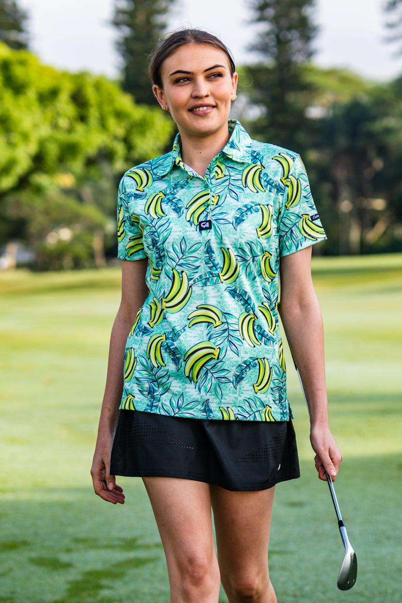 CA Ladies Funky Golf Shirt | Green Bananas