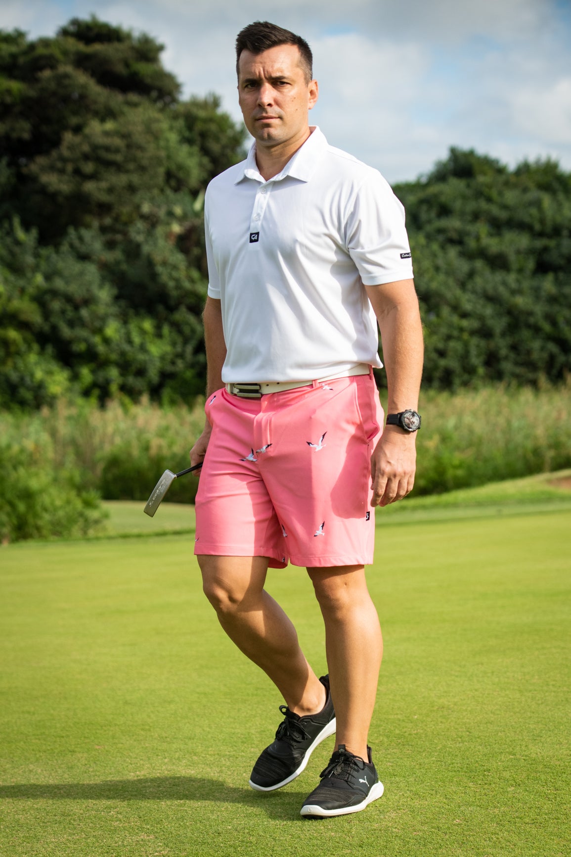 CA Funky Golf Shorts | Coral Seagulls