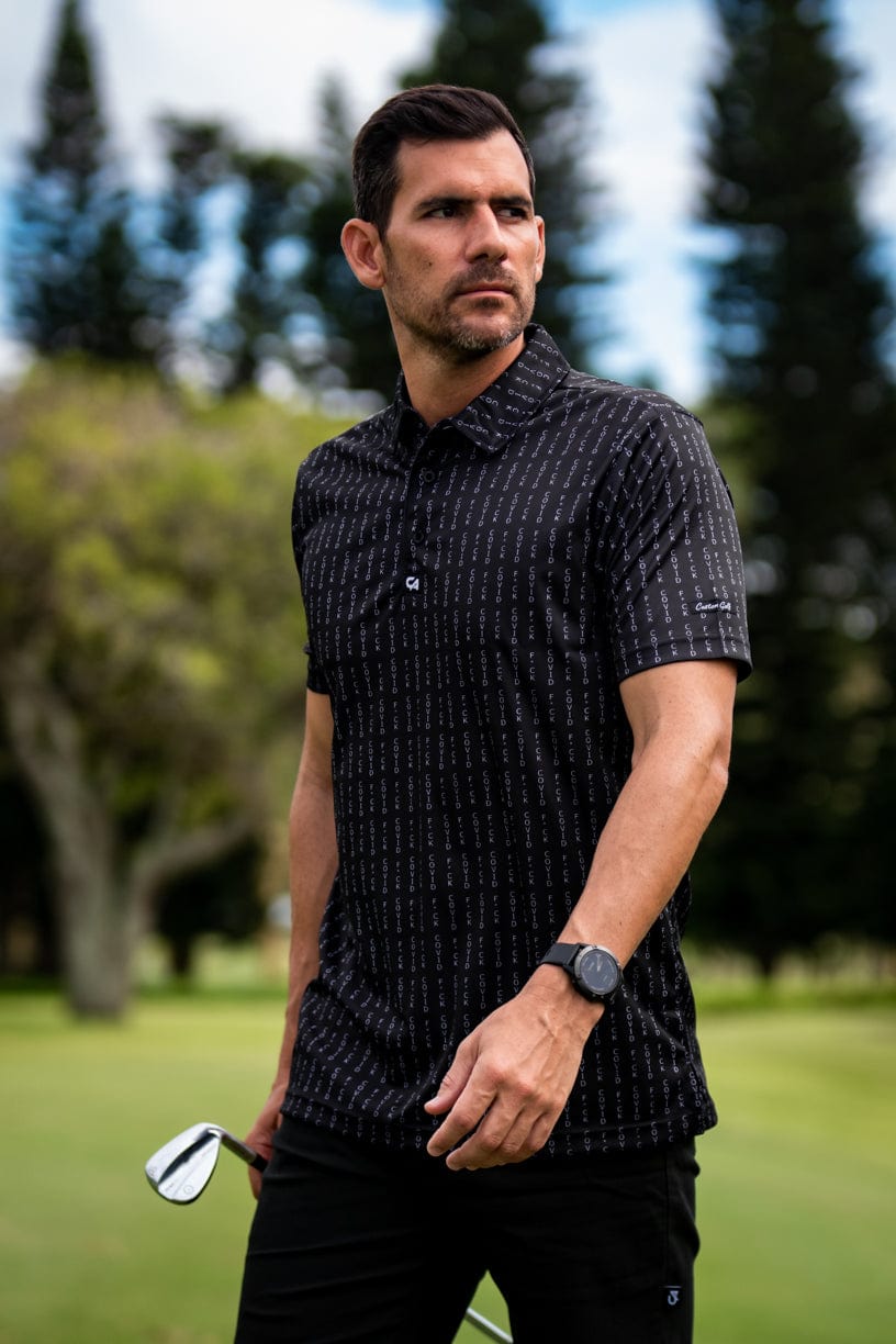 CA Funky Golf Shirt | Black/white F*ck Covid
