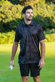 CA Funky Golf Shirt | Black/White Roses