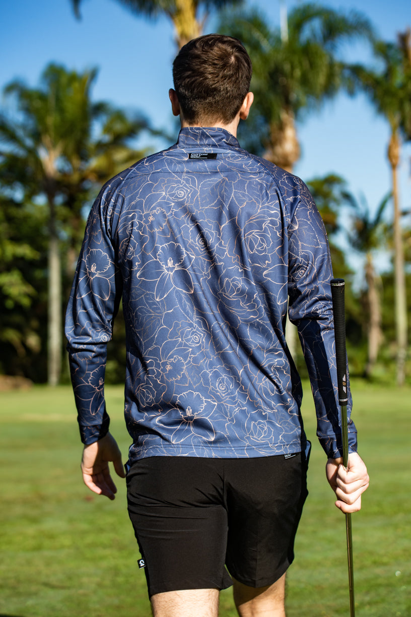 CA Funky Golf Jersey | Navy/Gold Roses