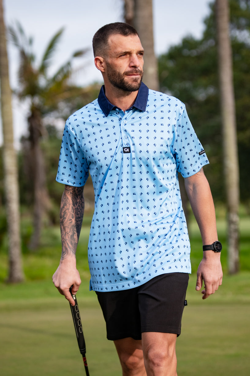 CA Premium Golf Shirt | Blue Golf Carts
