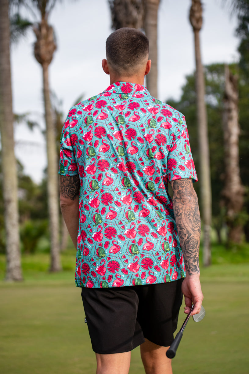 CA Funky Golf Shirt | Tropical Flamingo