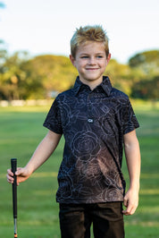 CA Juniors Funky Golf Shirt | Black/White Roses