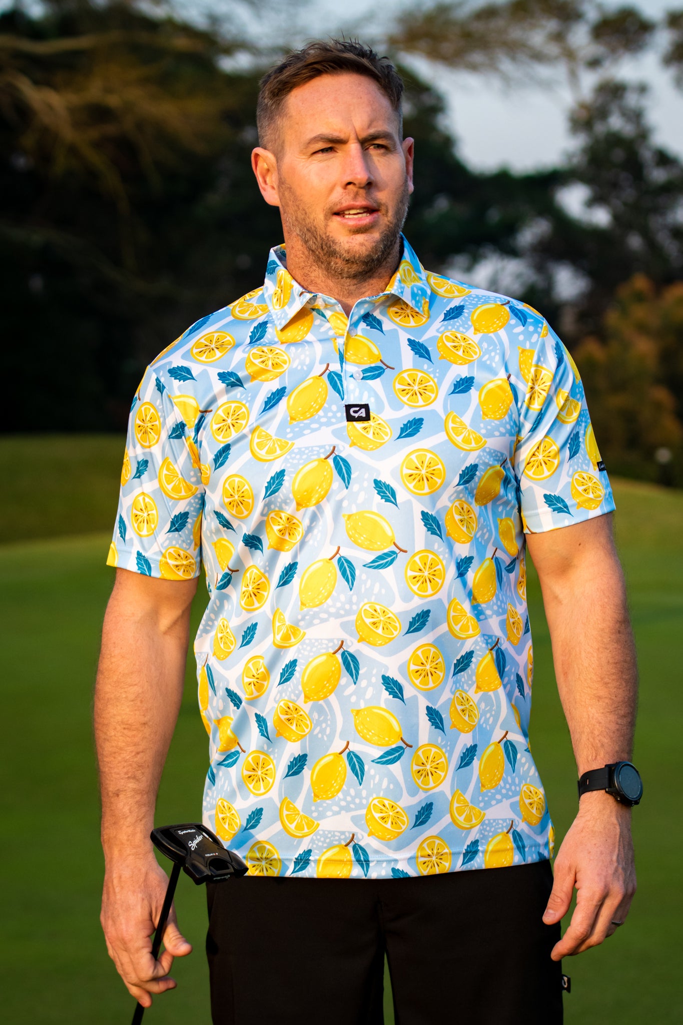 CA Funky Golf Shirt  Lemon Zest – Custom Apparel