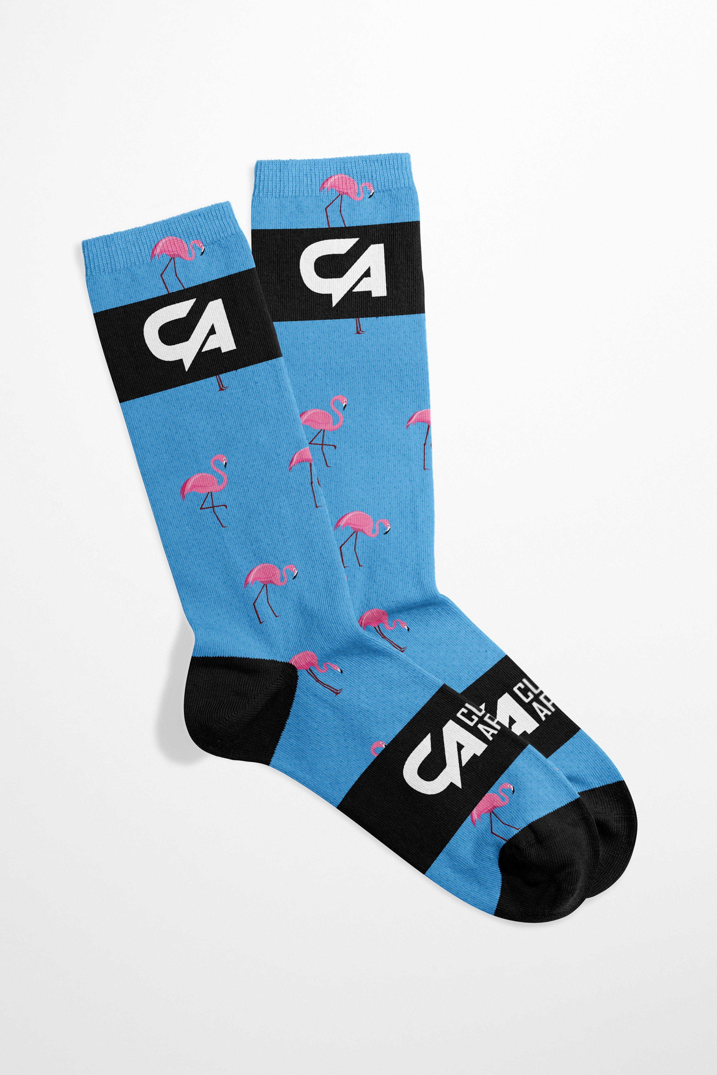 CA Funky Socks  | Blue-Dotted Flamingo