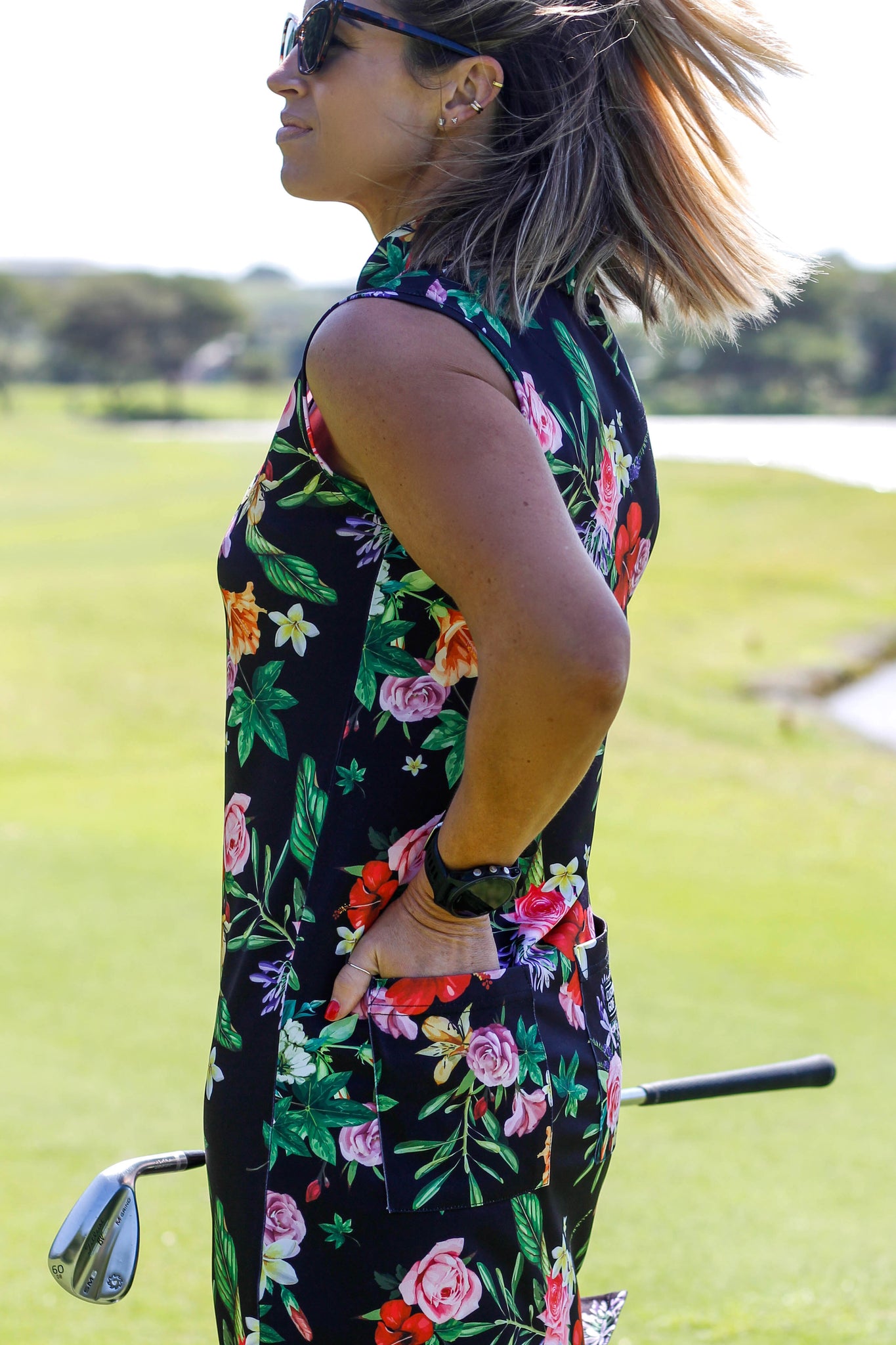 CA Funky Golf Dress | Black Floral