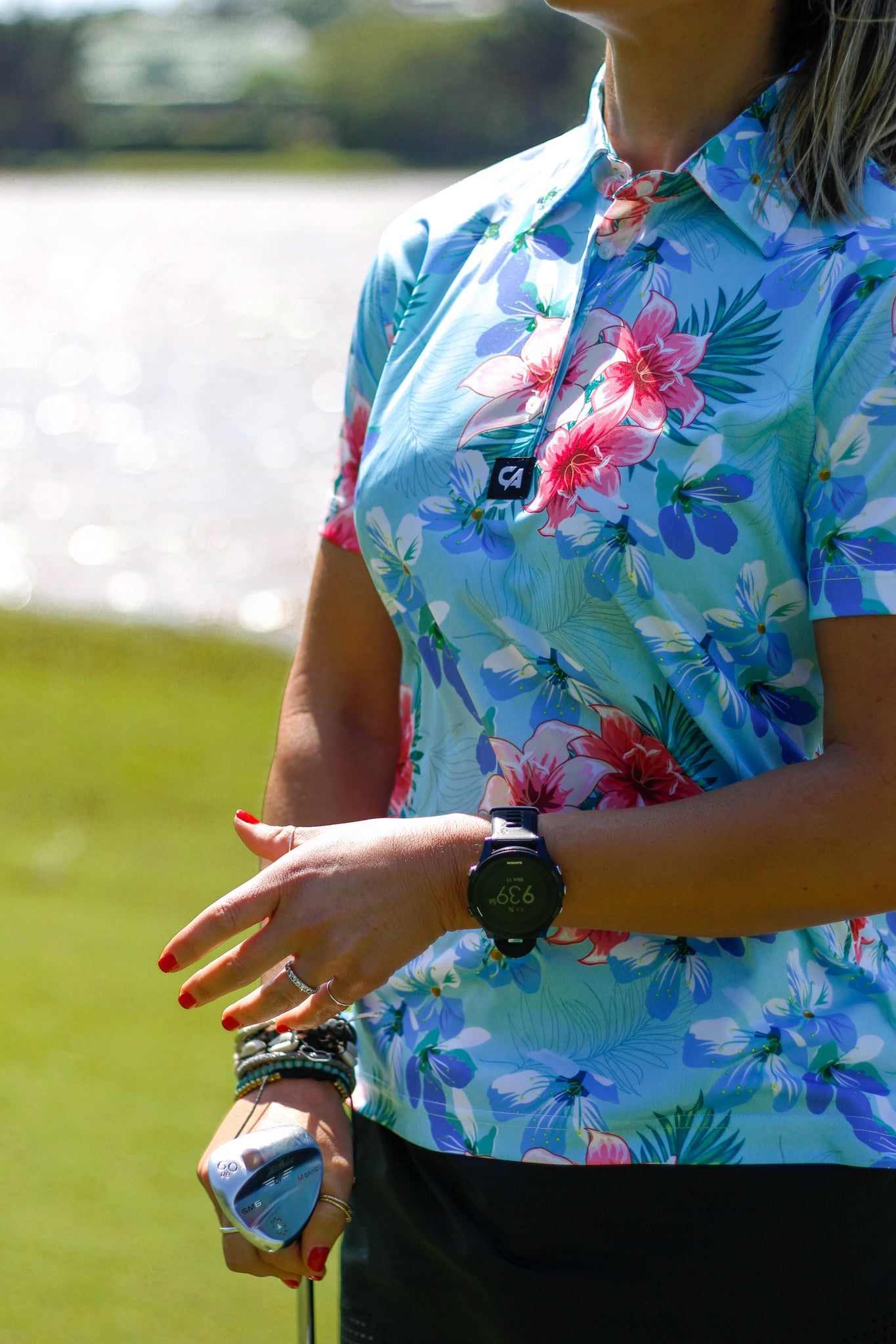 CA Ladies Funky Golf Shirt | Blue Floral
