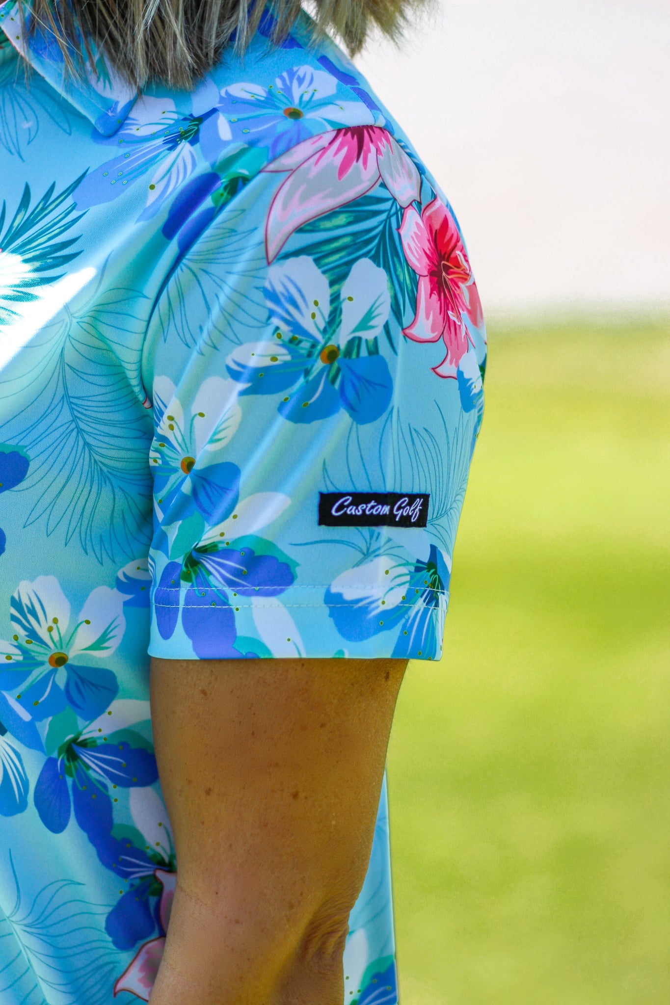 CA Ladies Funky Golf Shirt | Blue Floral