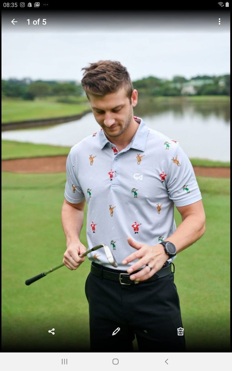 CA Funky Golf Shirt | Grey Dabbing Santa